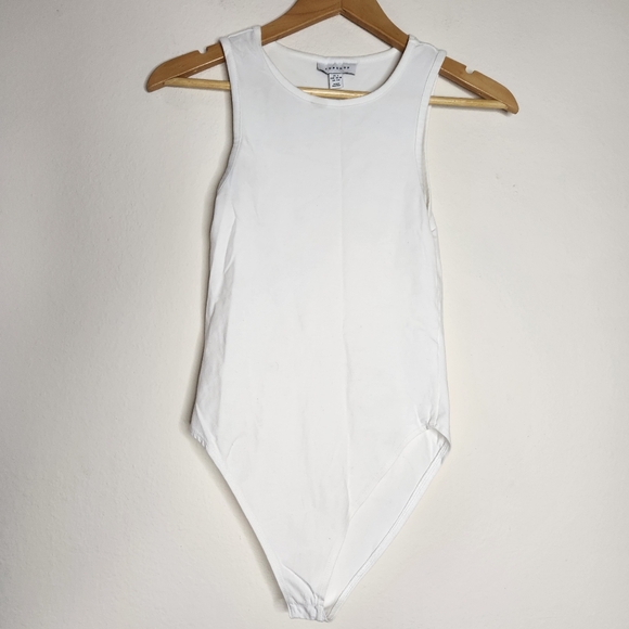 Topshop Women's Small White Bodysuit Snap Tank Top Sheer Under garment - Picture 1 of 4